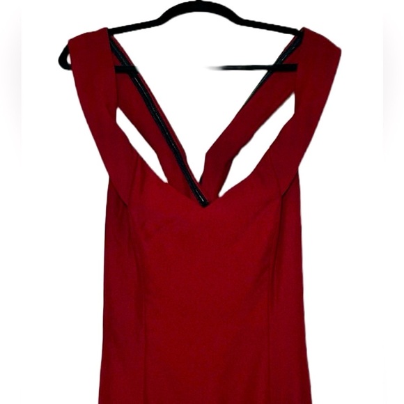 NWT Dessy Collection Off-the-Shoulder Criss Cross Back Trumpet Burgundy Gown 14R - Picture 9 of 16